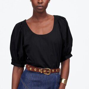 Madewell Relaxed Scoopneck Cotton Short-Sleeve Top Black Size S NWT